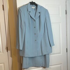 Elegant Blue Women's Jacket and Dress Set
